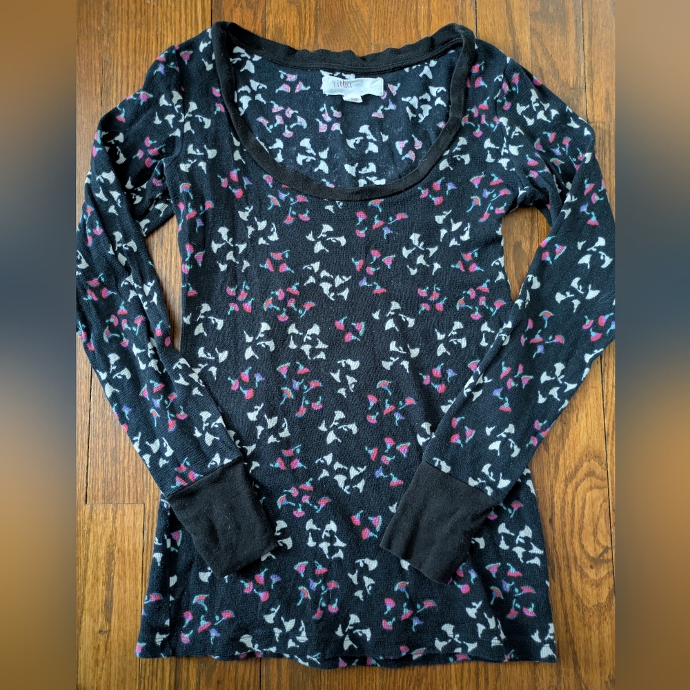 Lilka Anthropologie Waffle Knit Long Sleeve Top Size S